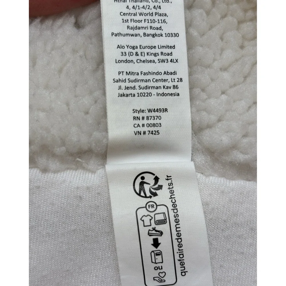 ALO Yoga Foxy Sherpa Jacket Womens Fleece Bomber Teddy Zip - Size XS Ivory White